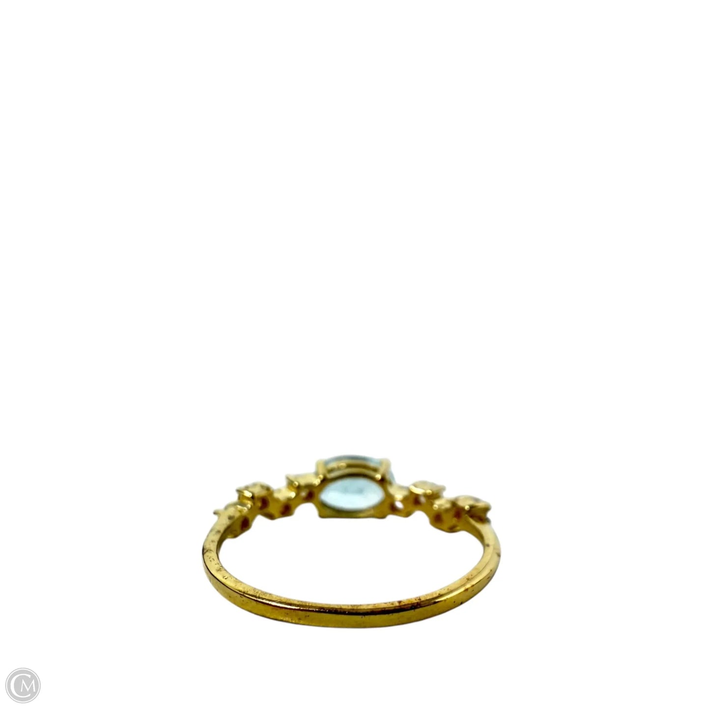 Gold Over Sterling Silver & Oval Aqua & Clear Accent Stones Ring By Clothes Mentor, Size: 7