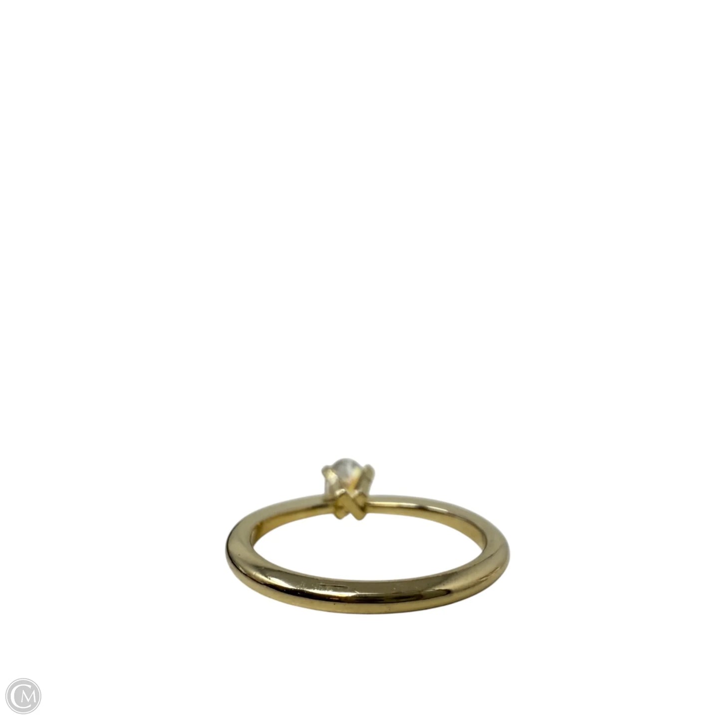 Gold Tone Oval CZ Solitaire Ring, Size: 5.5