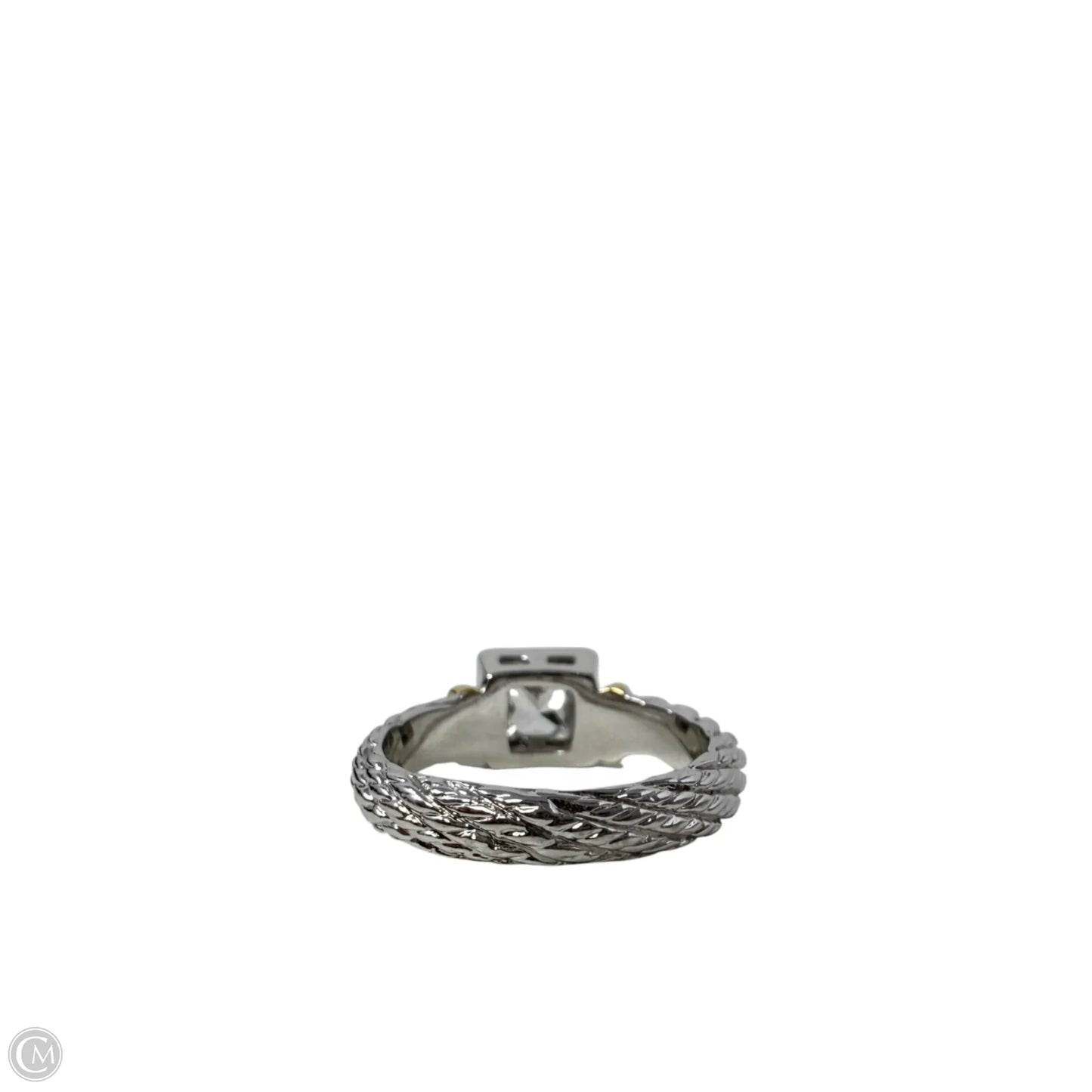 Two Tone Cable Band CZ Ring, Size: 7