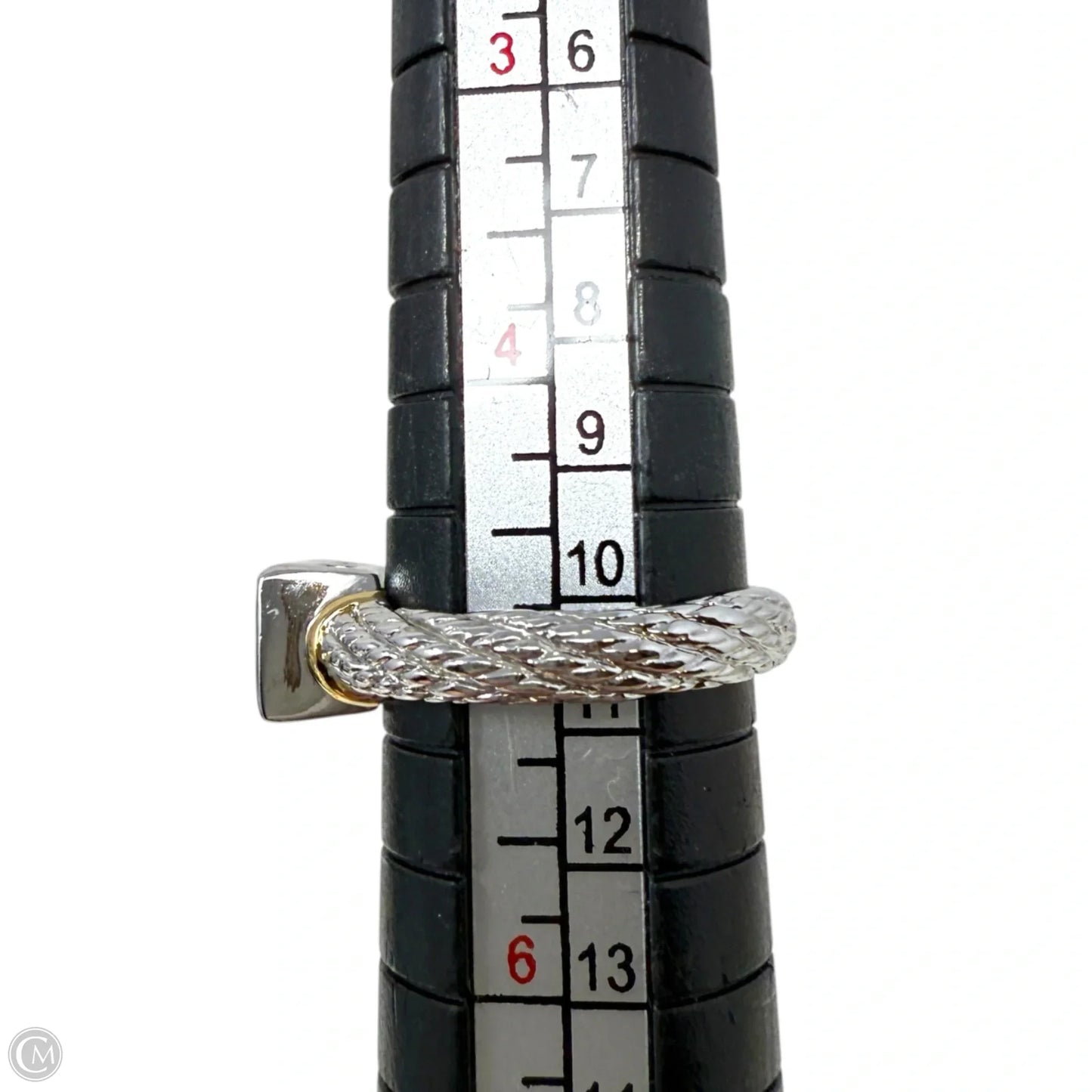 Two Tone Cable Band CZ Ring, Size: 7