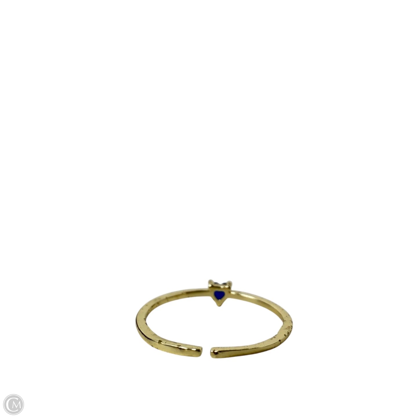 Gold Tone & Blue Stone Heart Adjustable Ring -, Size: 7
