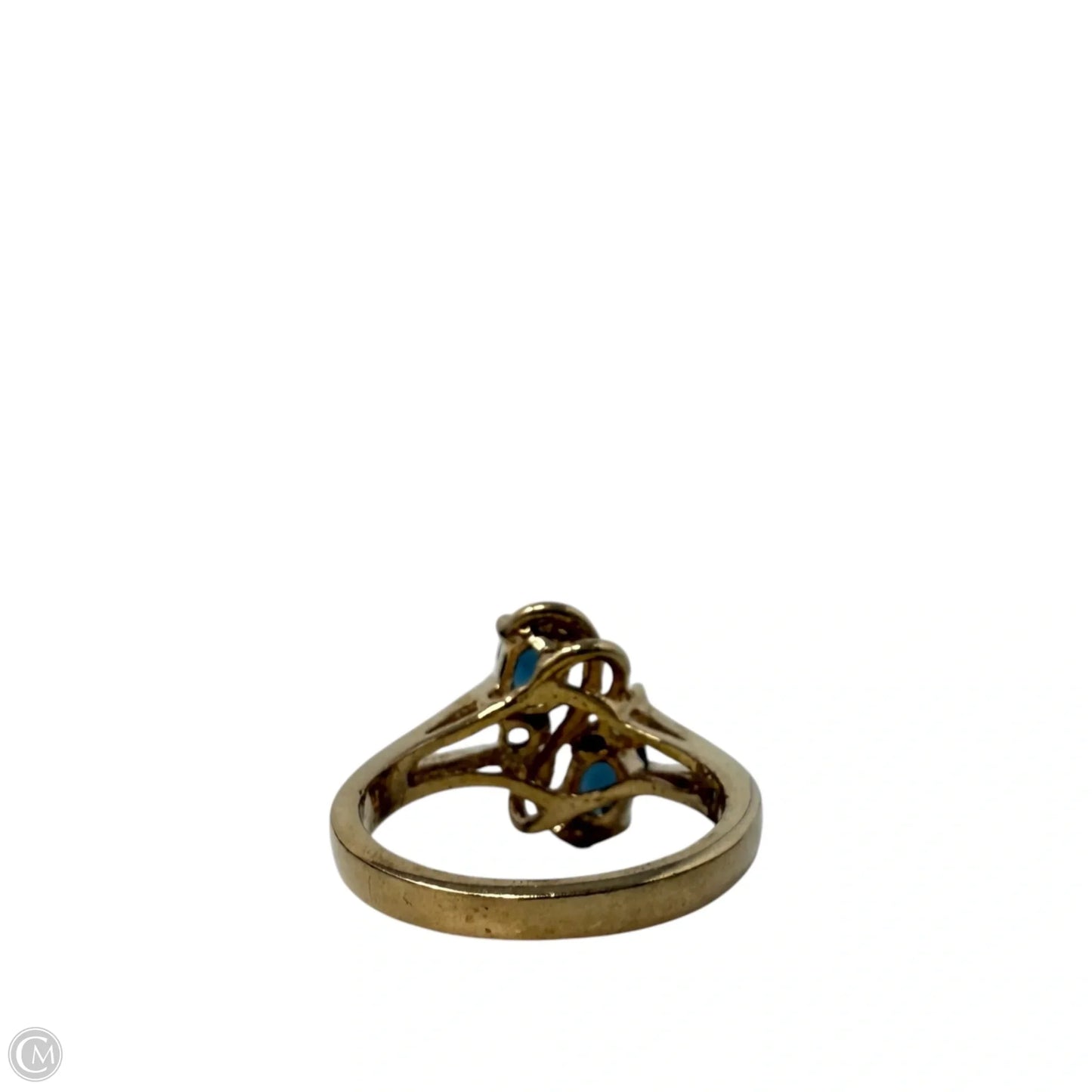 Oval Cut Blue Stone Bypass Ring, Size: 7