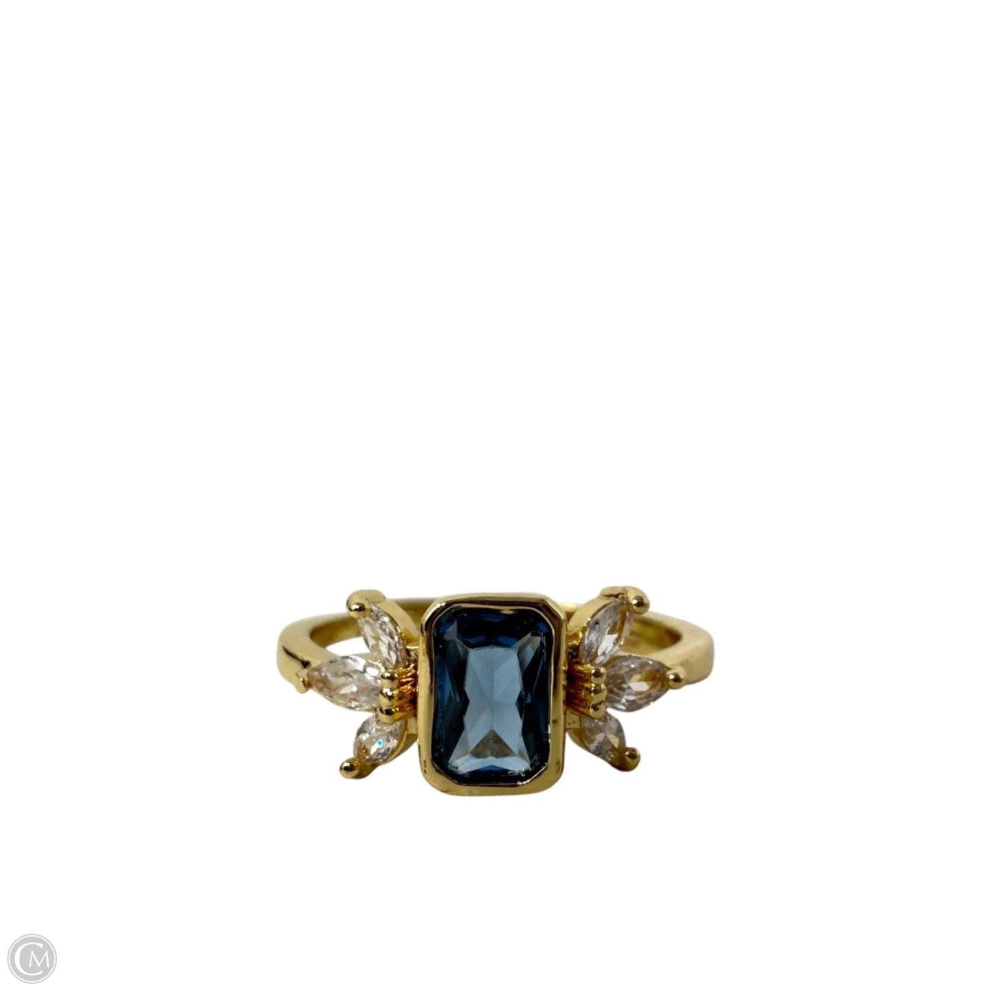 Blue Zirconia Gold Tone Statement Ring