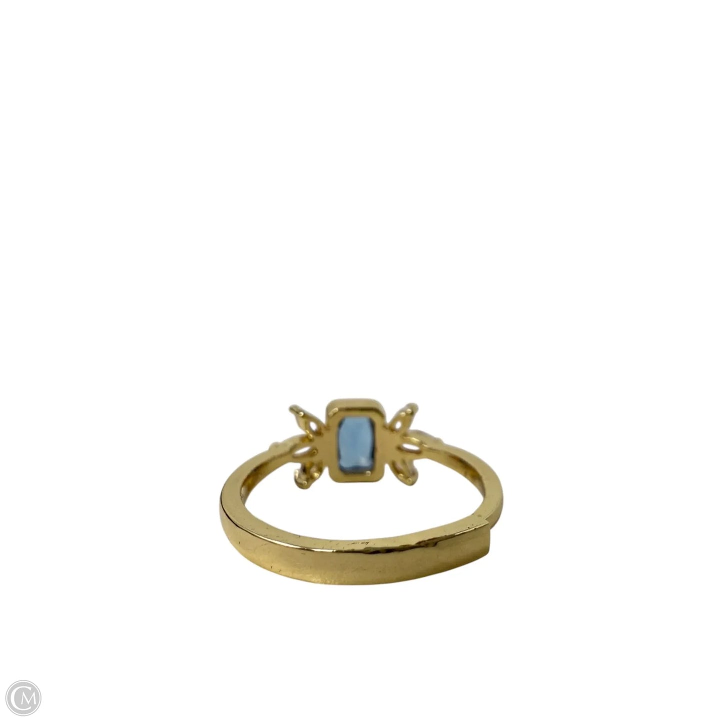 Blue Zirconia Gold Tone Statement Ring