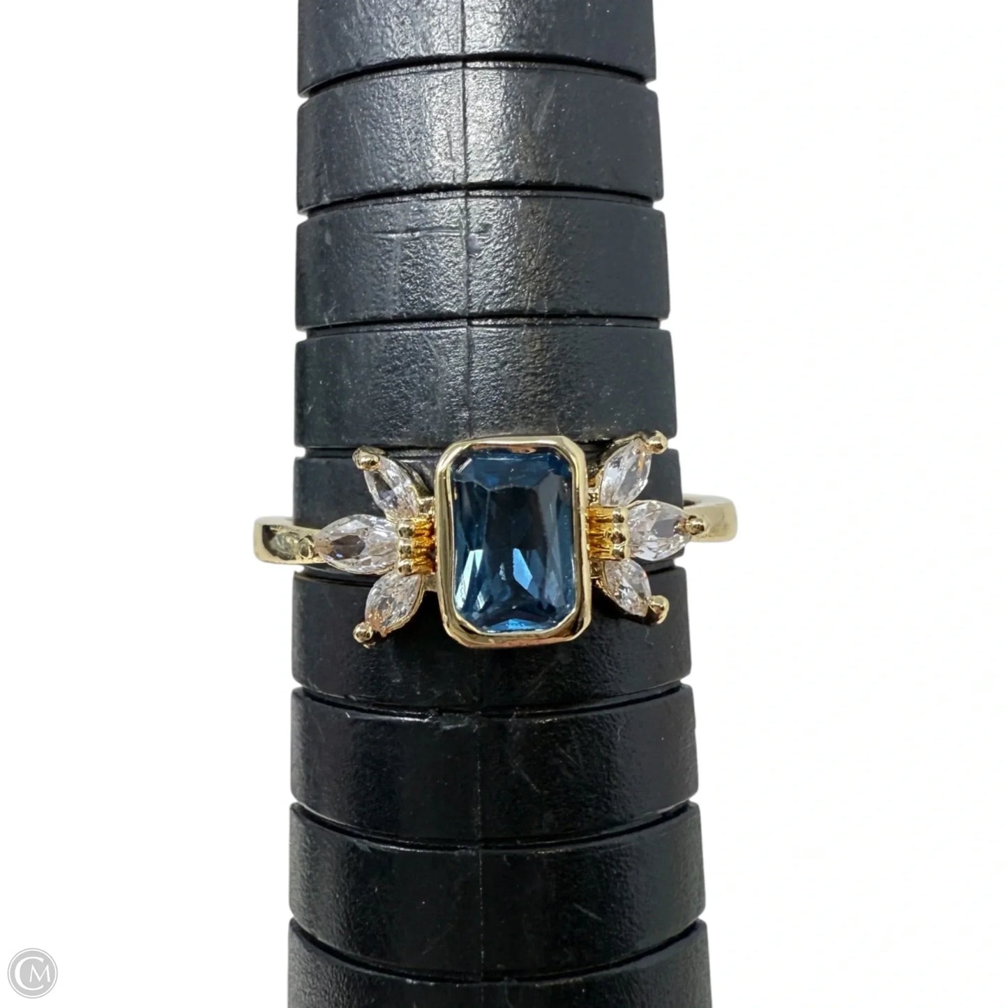 Blue Zirconia Gold Tone Statement Ring