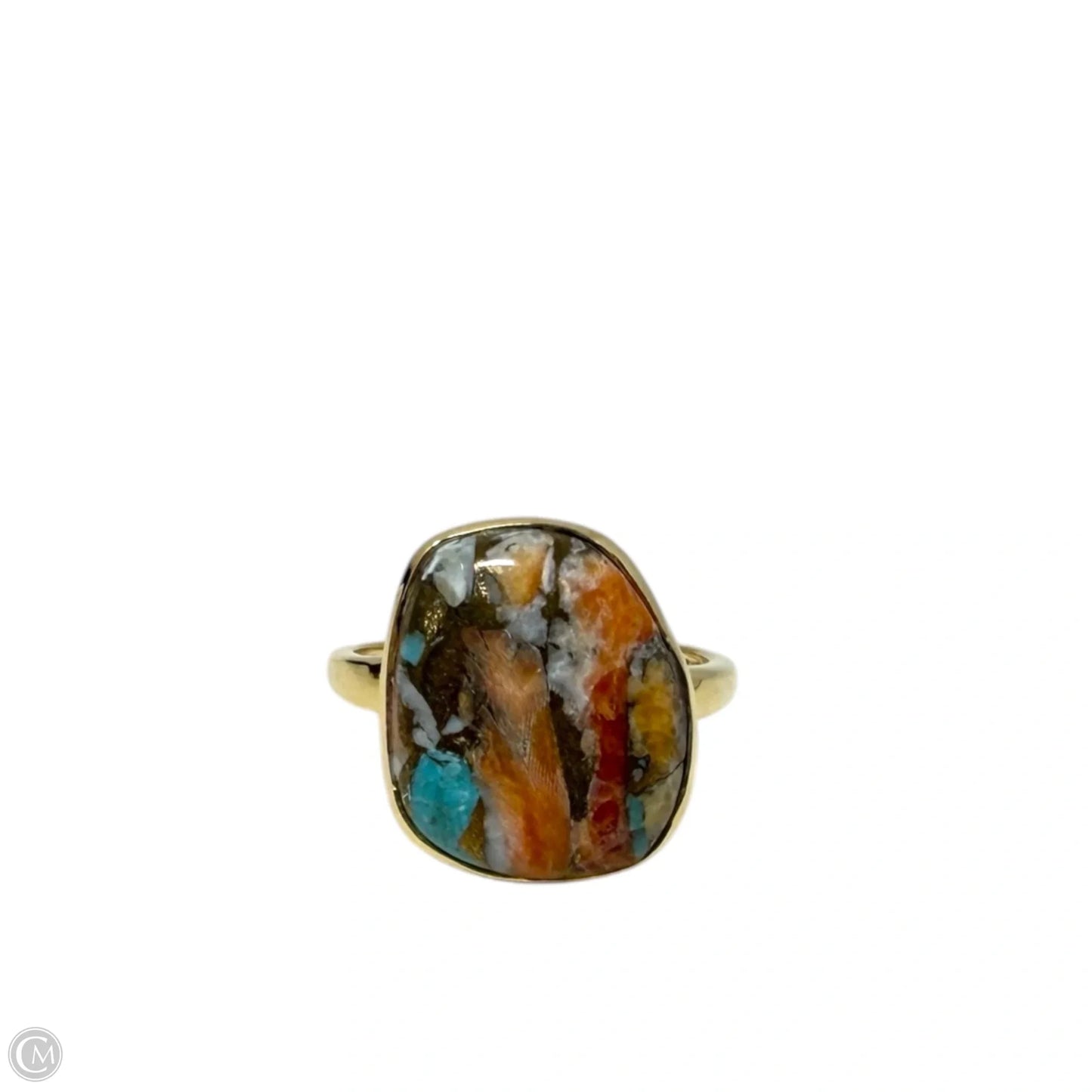Brass & Oyster Copper Turquoise Ring By YS Gems, Size: 7