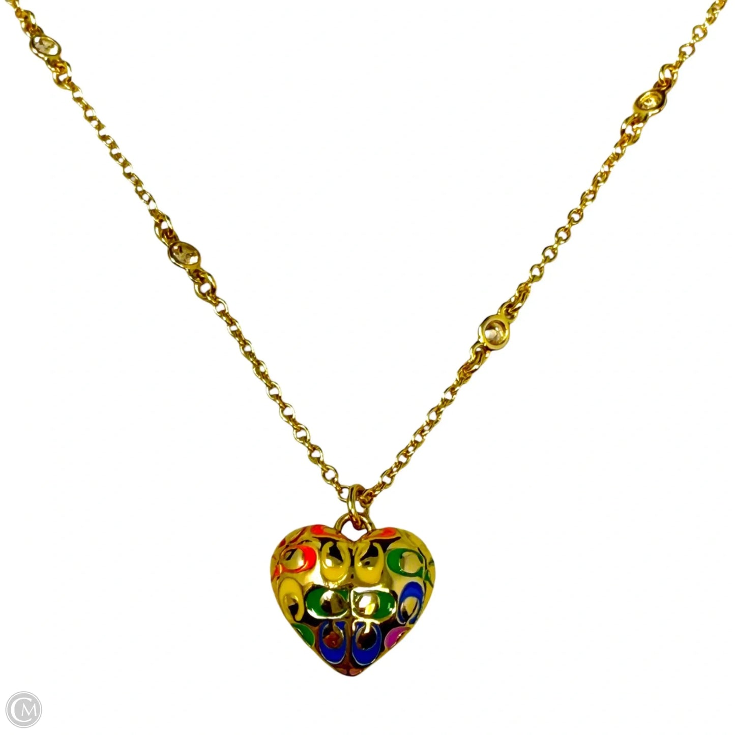 Signature Quilted Heart Pendant Necklace Designer By Coach
