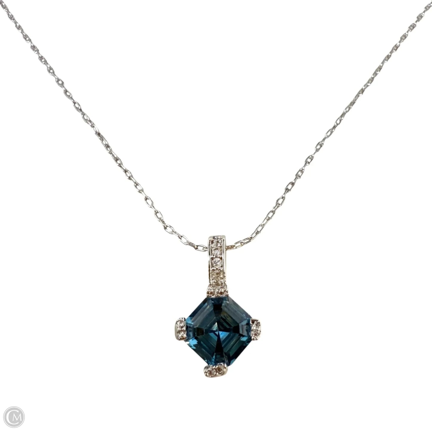 Blue & Clear Stone Pendant Necklace