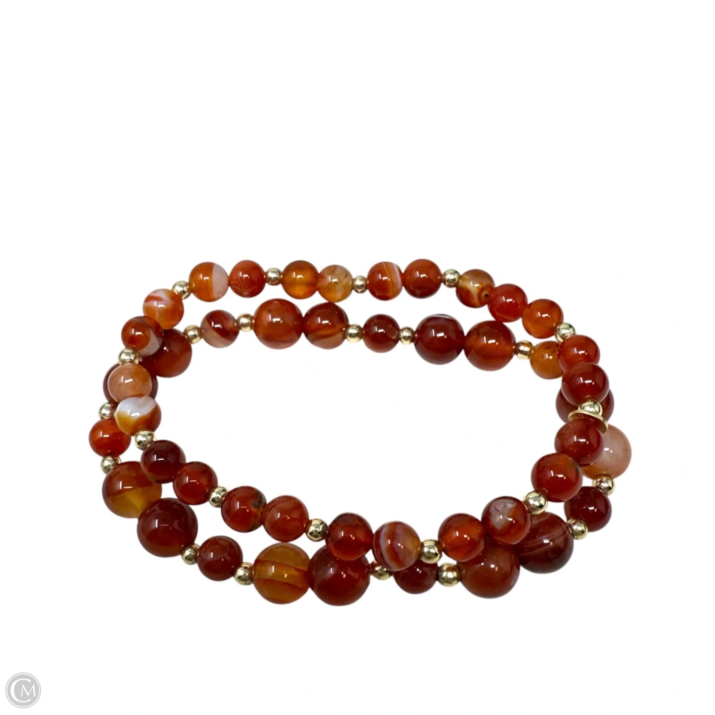 Orange Stone Beaded Stretch Bracelet Set, Size: 02 Piece Set