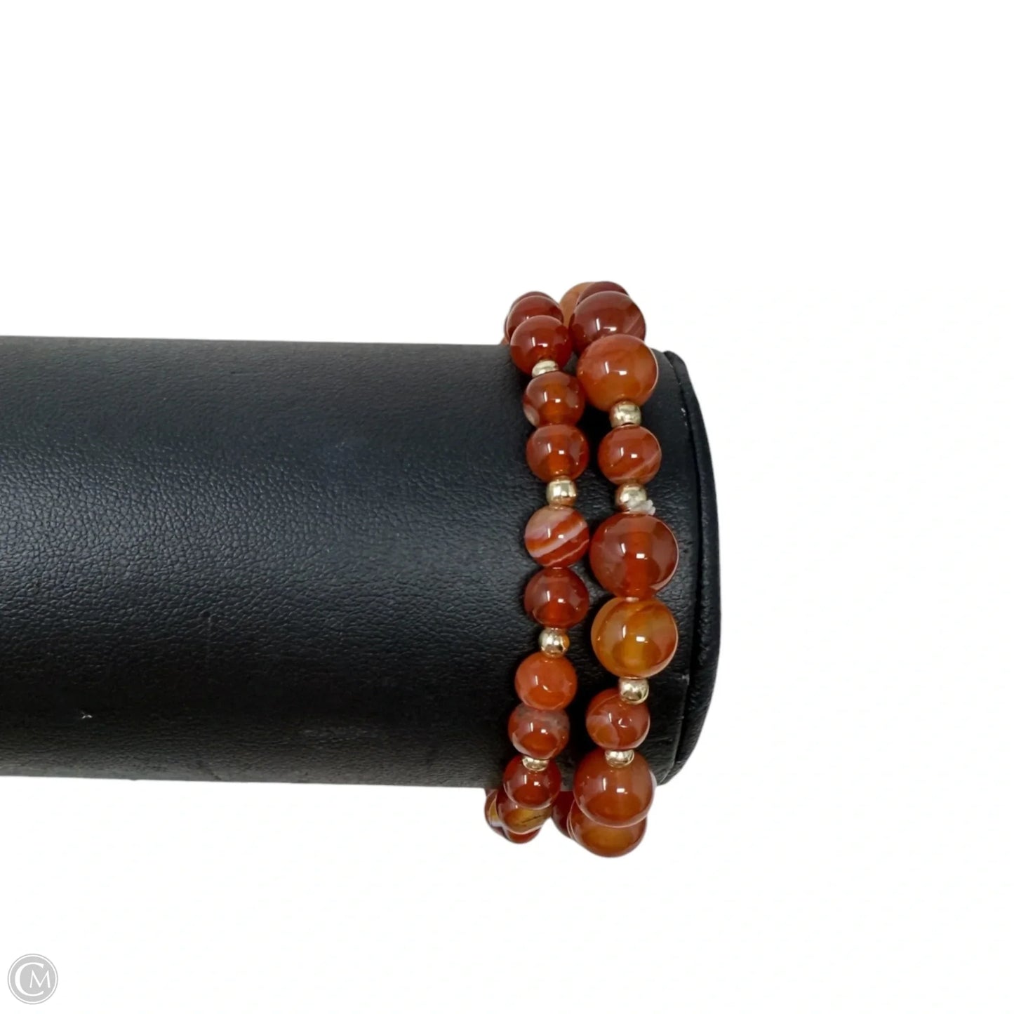 Orange Stone Beaded Stretch Bracelet Set, Size: 02 Piece Set