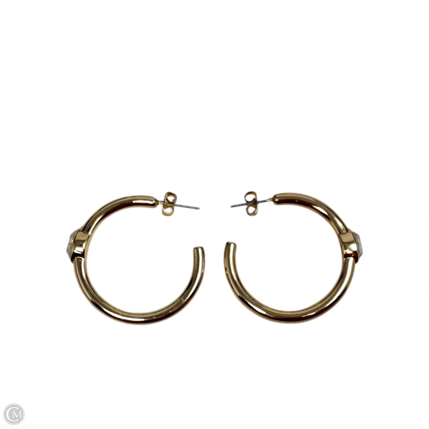Bezel Set Stone Gold Tone Hoop Earrings