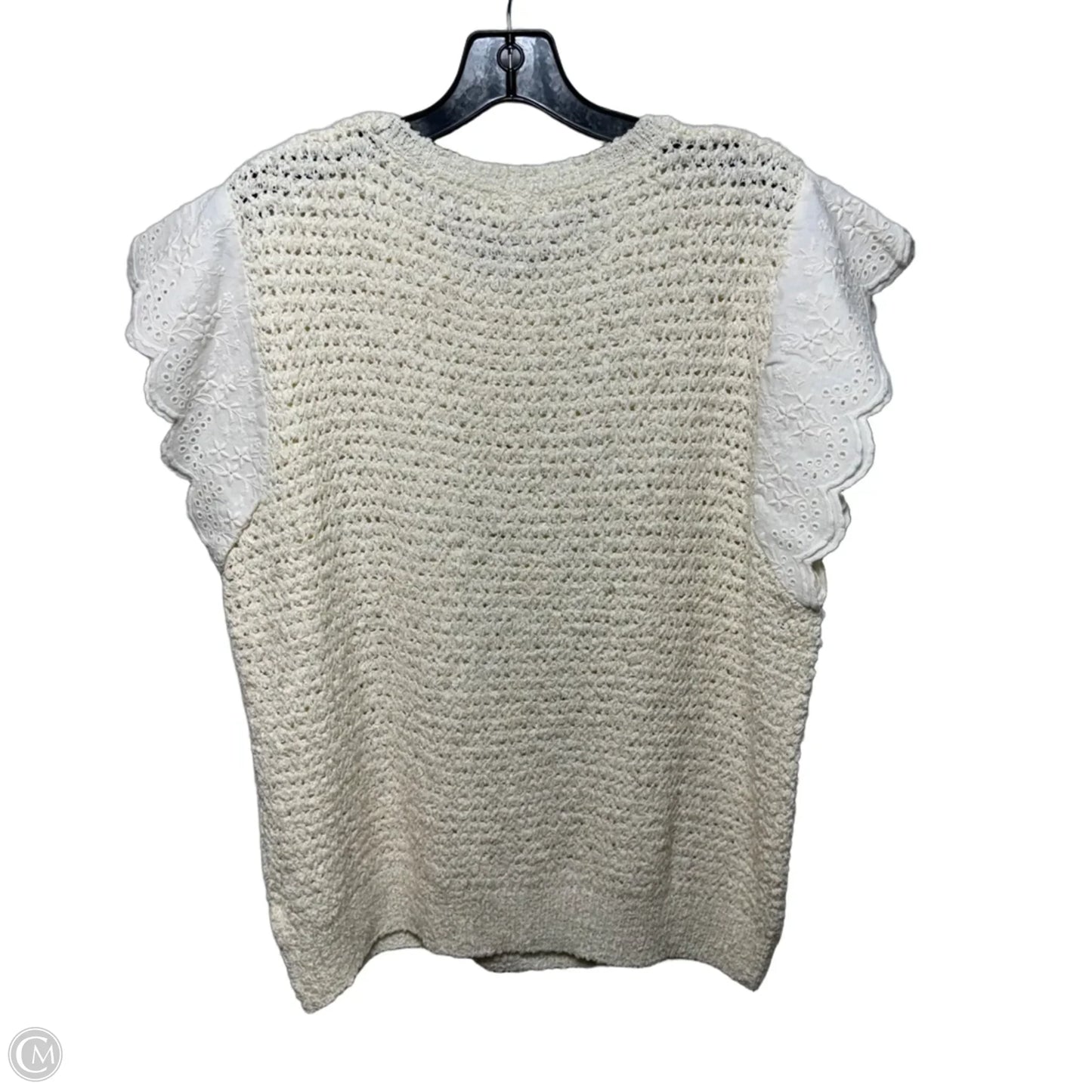 Sweater Short Sleeve By Easel In Cream, Size: L