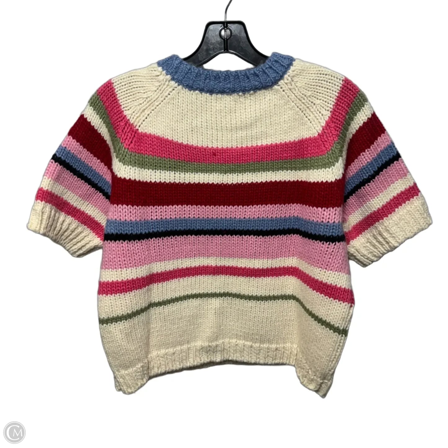Wool Blend Short-Sleeve Sweater By Raisonnel In Striped Pattern, Size: L