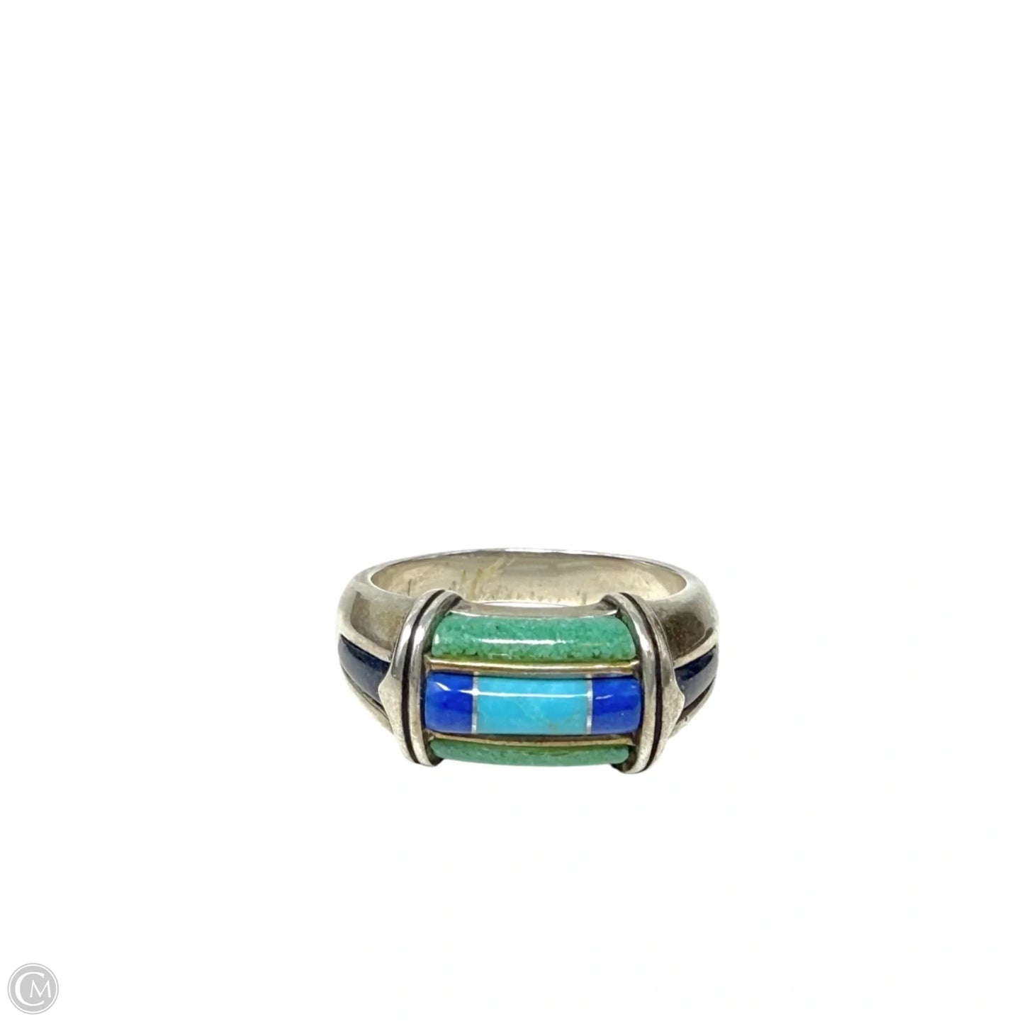 Sterling Silver, Lapis & Turquoise Inlay Ring By Carrolyn Pollack, Size: 10