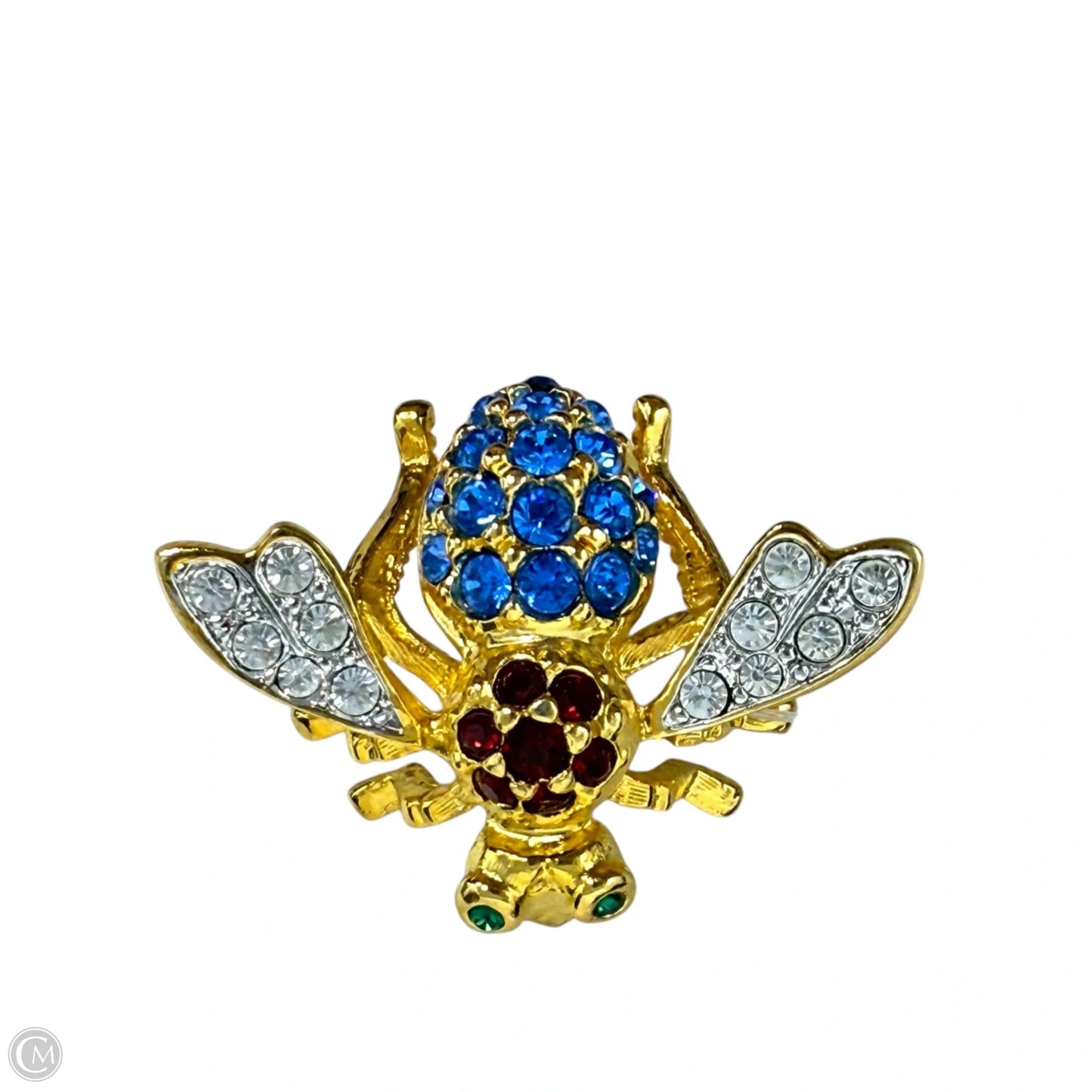 Gold Tone & Multicolor Crystal Bee Pin By Joan Rivers