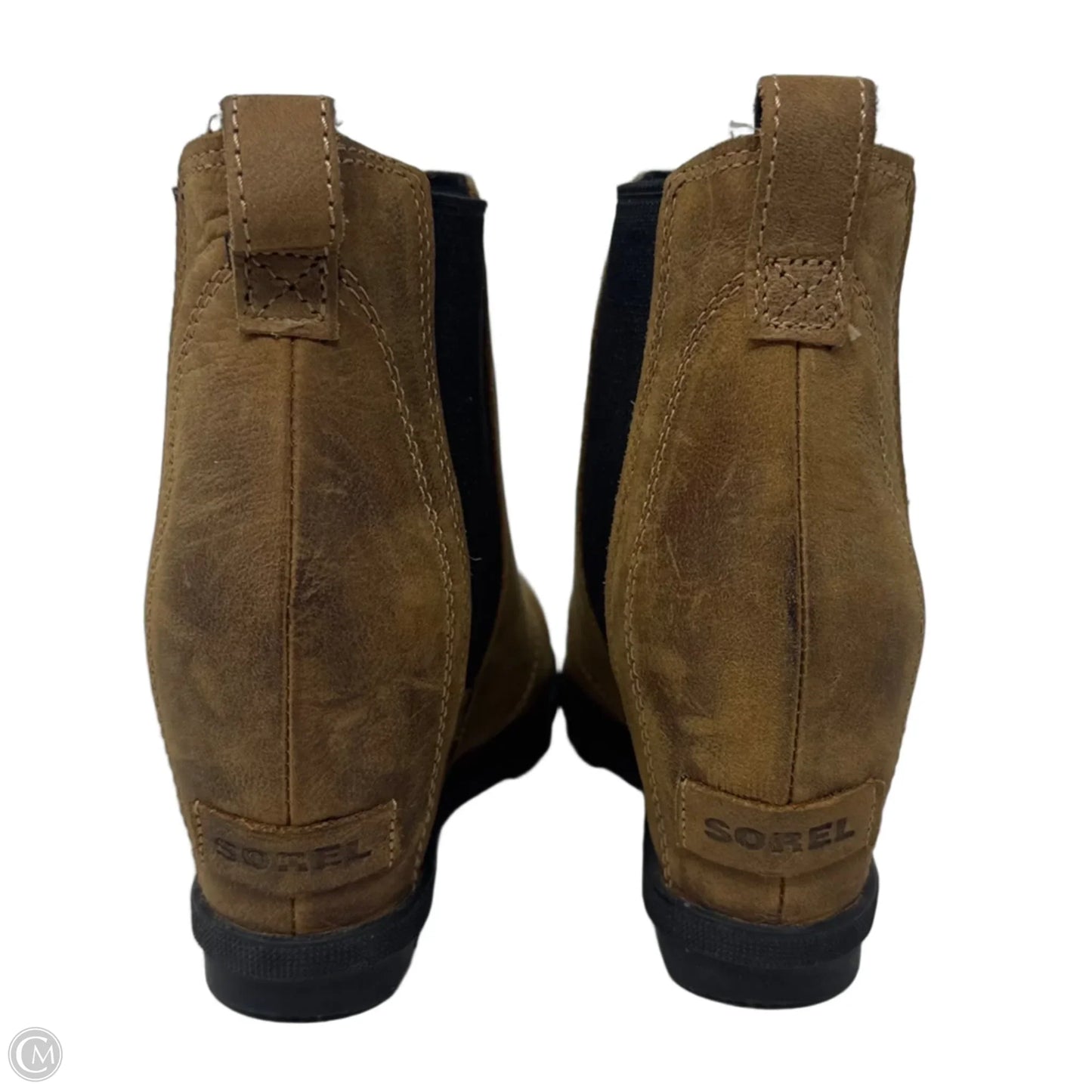 Joan of Arctic Wedge Boots Ankle Heels By Sorel In Tan, Size: 7.5