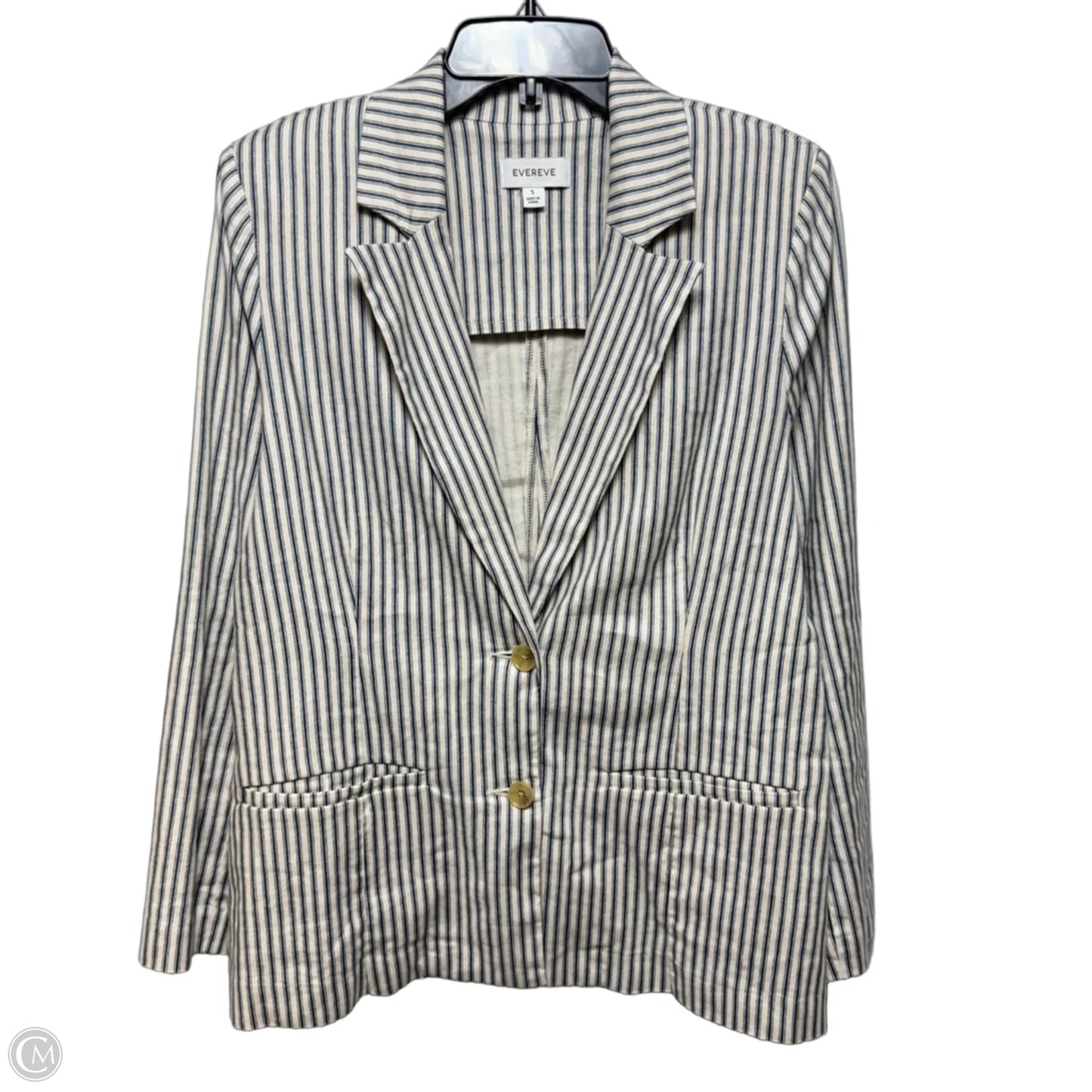 Linen Blend Blazer By Evereve In Striped Pattern, Size: S