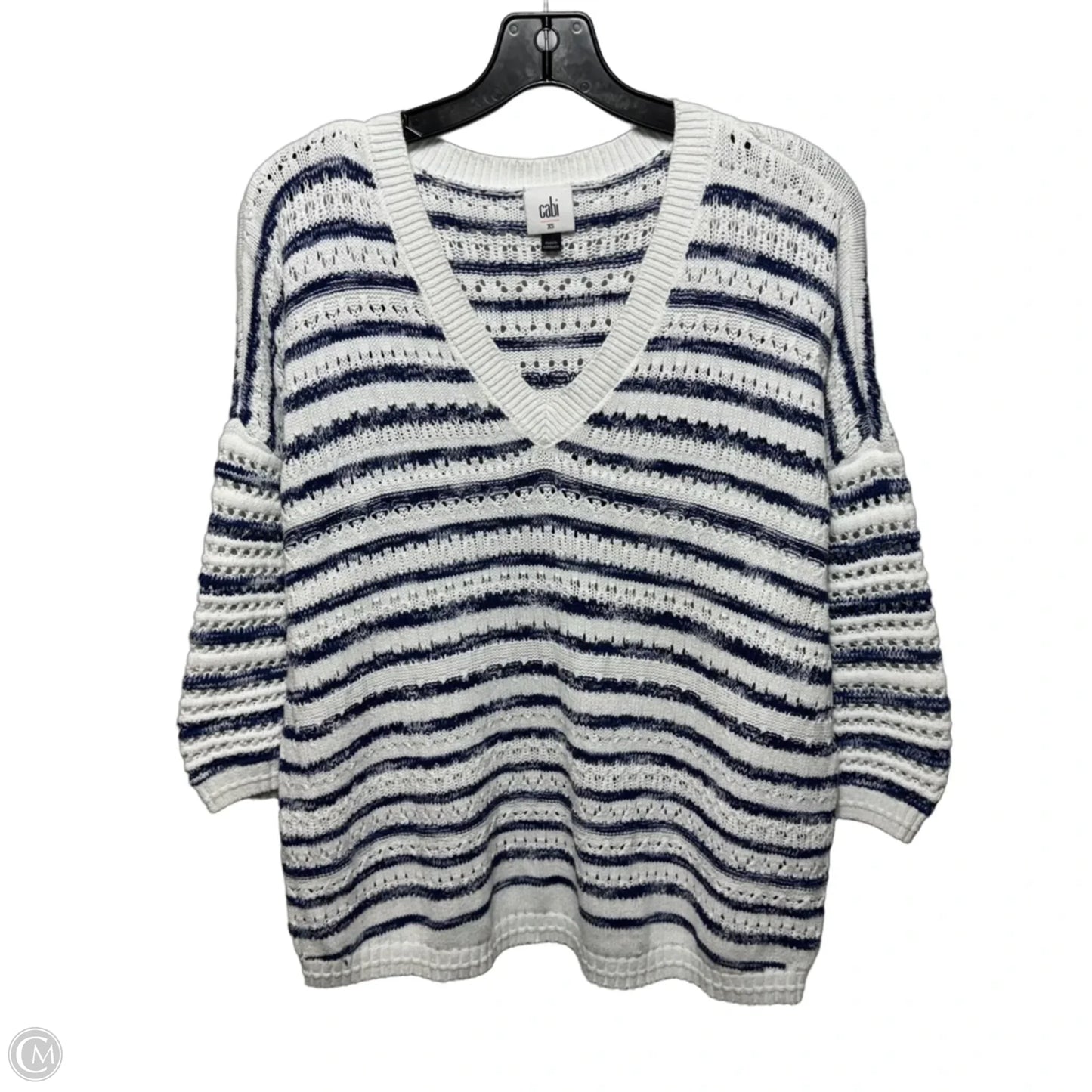Cotton Sweater By Cabi In Striped Pattern, Size: Xs