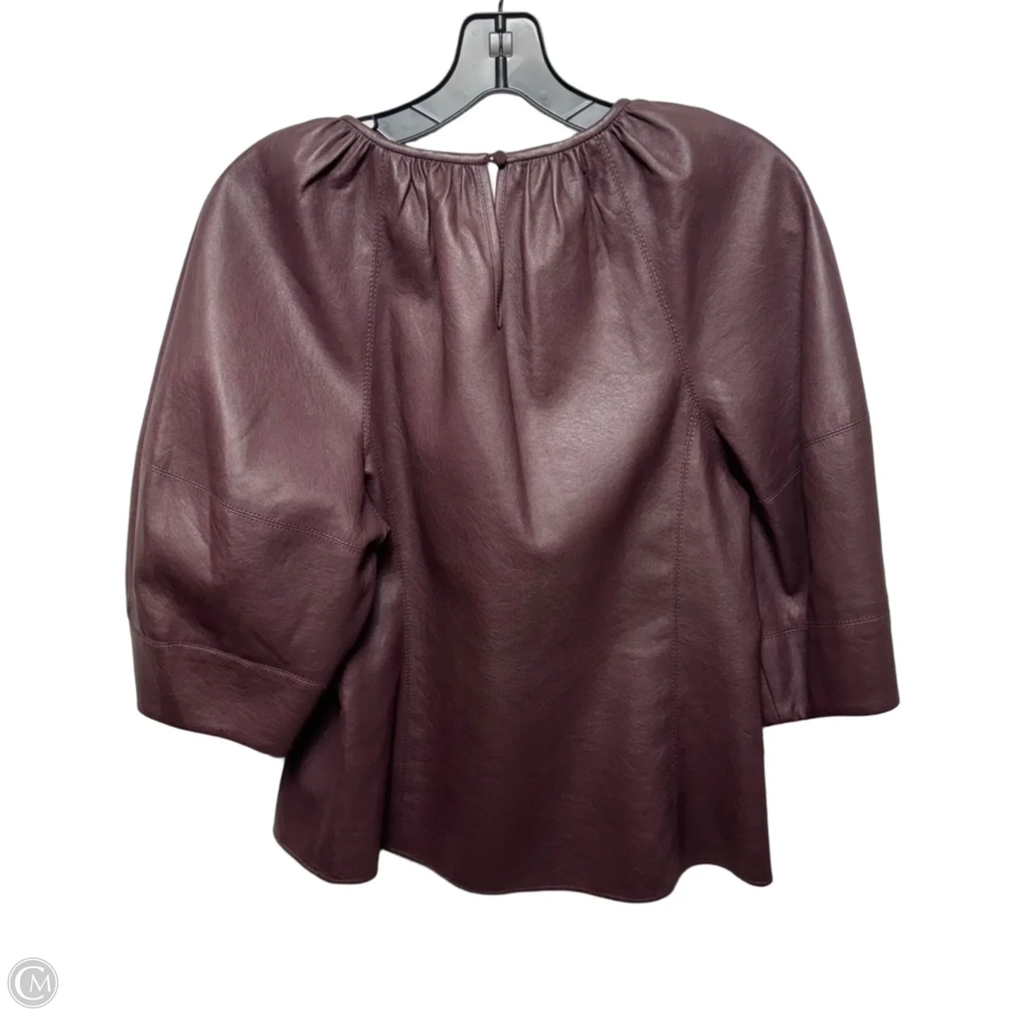 Vegan Leather Silk Lined Top Short Sleeve By Rebecca Taylor In Maroon, Size: 6