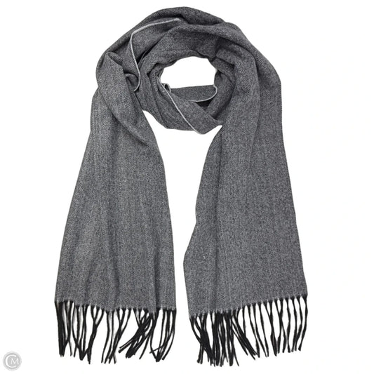 Made In Scotland Cashmere Herringbone Fringed Scarf  By It’s All About The Scarf In Grey