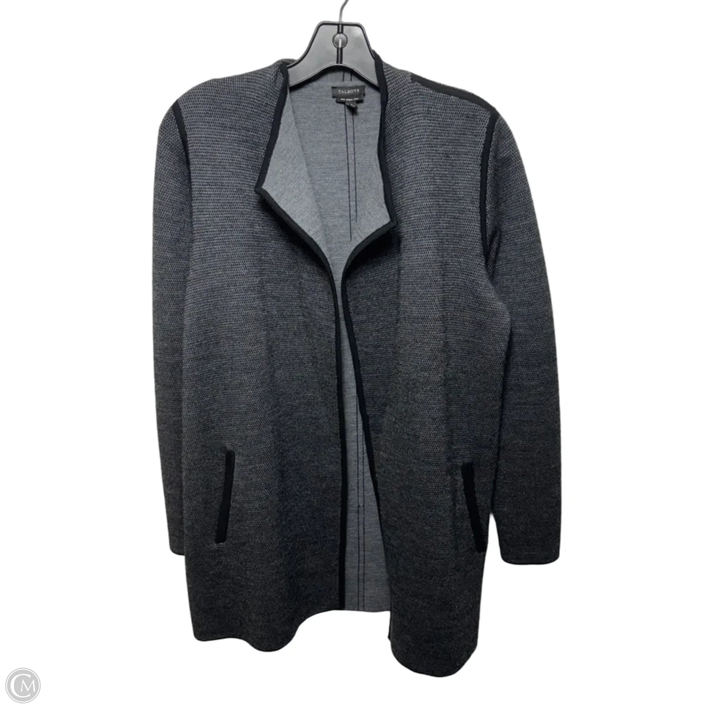 Merino Wool Sweater Cardigan By Talbots In Grey, Size: S