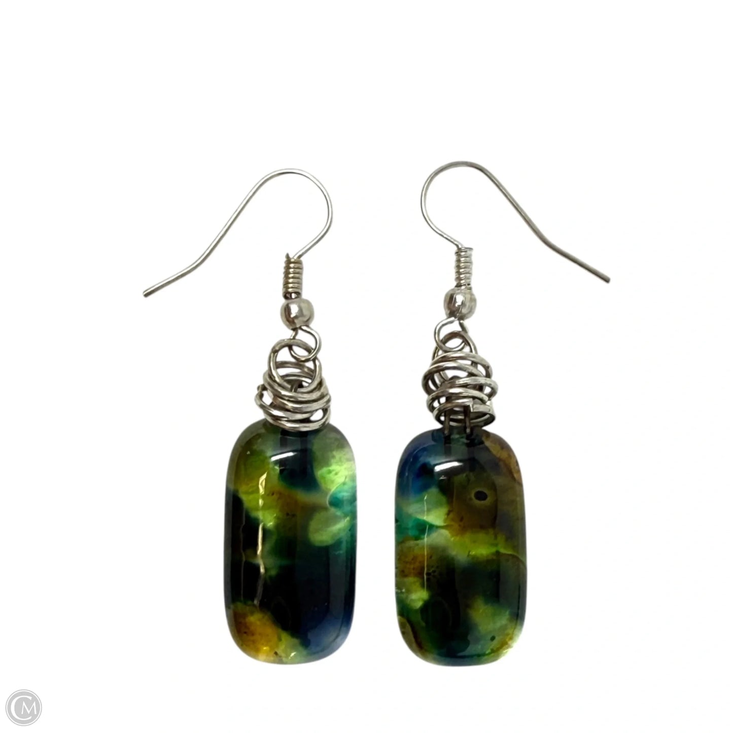 Fused Dichroic Glass Dangle Earrings