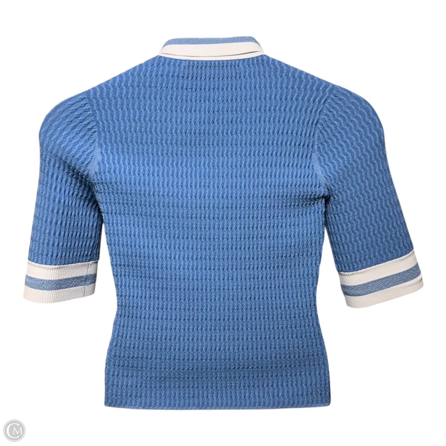 Jorja Half-Zip Polo Short Sleeve By Veronica Beard In Blue & White, Size: M
