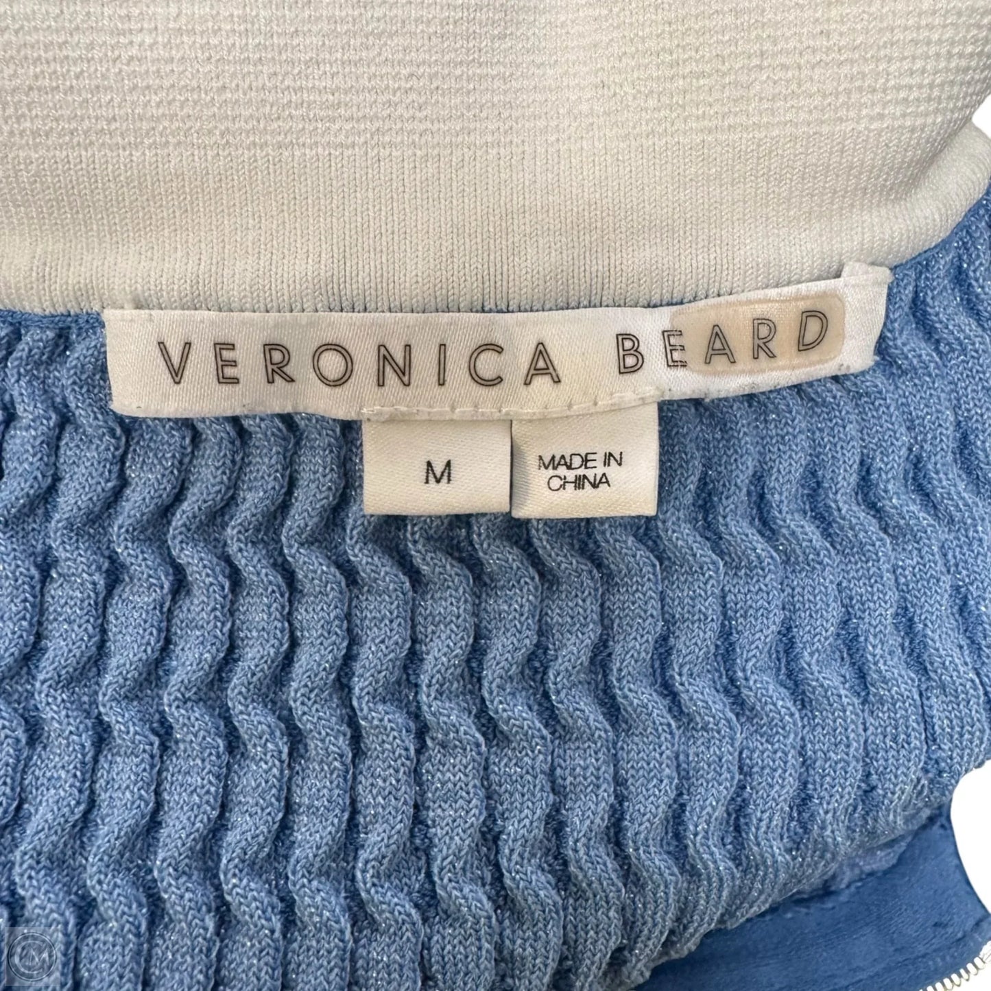 Jorja Half-Zip Polo Short Sleeve By Veronica Beard In Blue & White, Size: M
