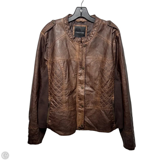 Faux Leather Jacket By Maurices In Brown, Size: 3x