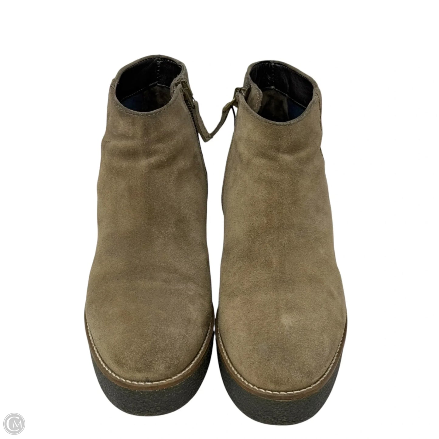 Vina Suede Platform Wedge Booties By Aquatalia In Tan, Size: 6