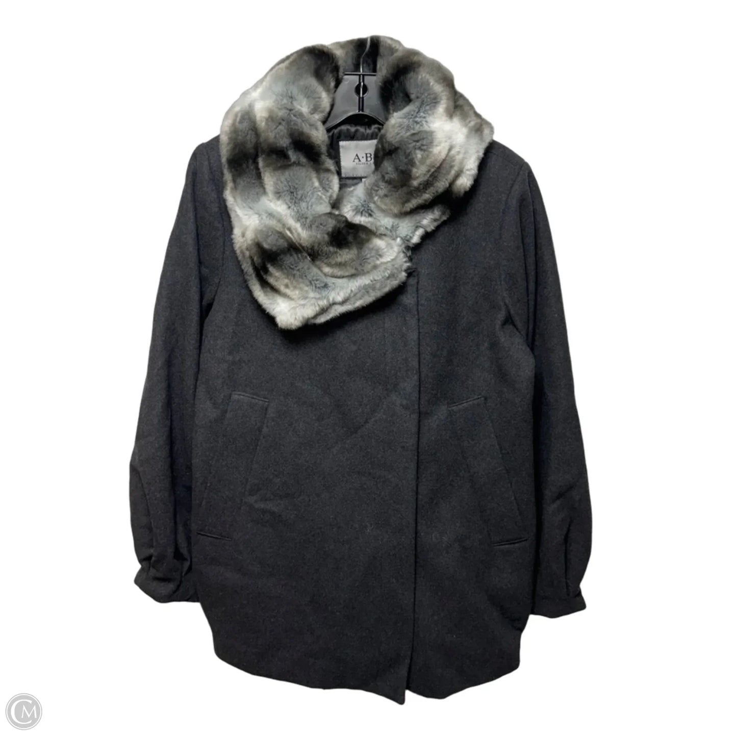 Coat Wool Blend By Abs In Grey, Size: M