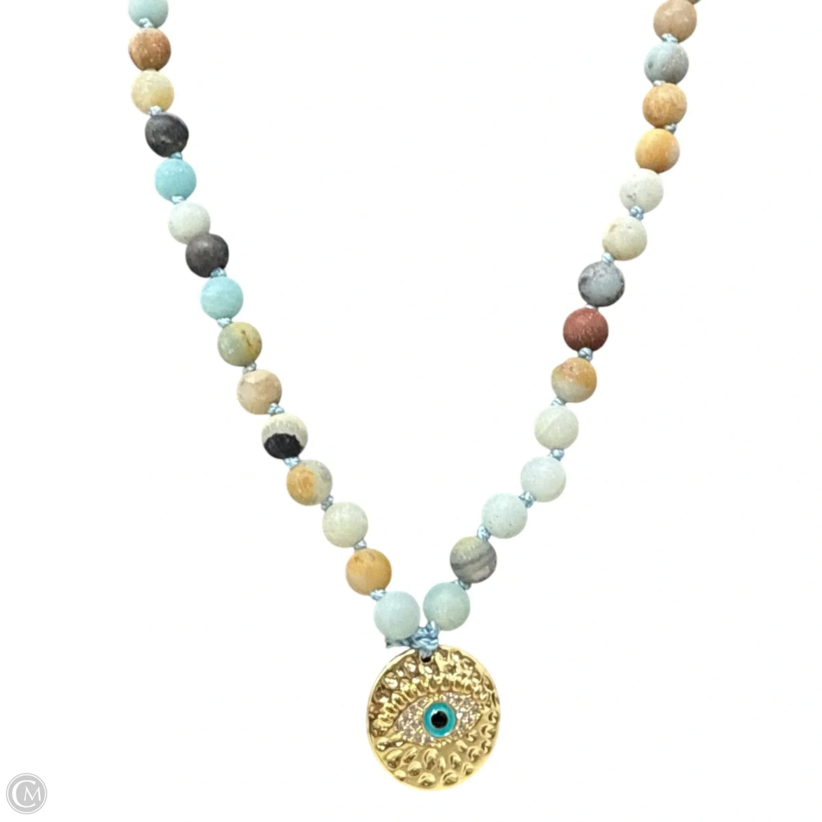 Multi Stone Beaded Evil Eye Pendant Necklace