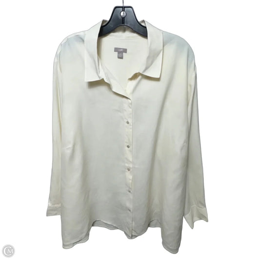 Silk Top Long Sleeve By J. Jill In Cream, Size: 3x
