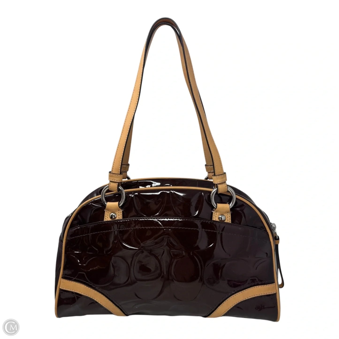 Patent Bowler Handbag Designer By Coach, Size: Medium