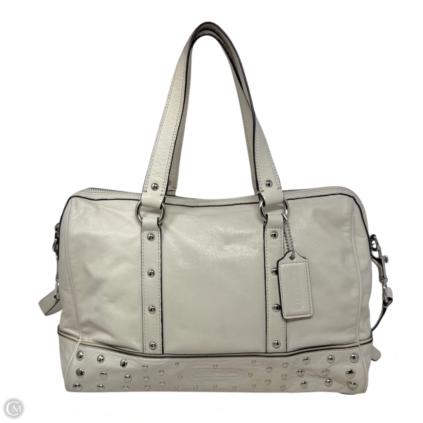 Studded Satchel Handbag Designer By Coach, Size: Medium