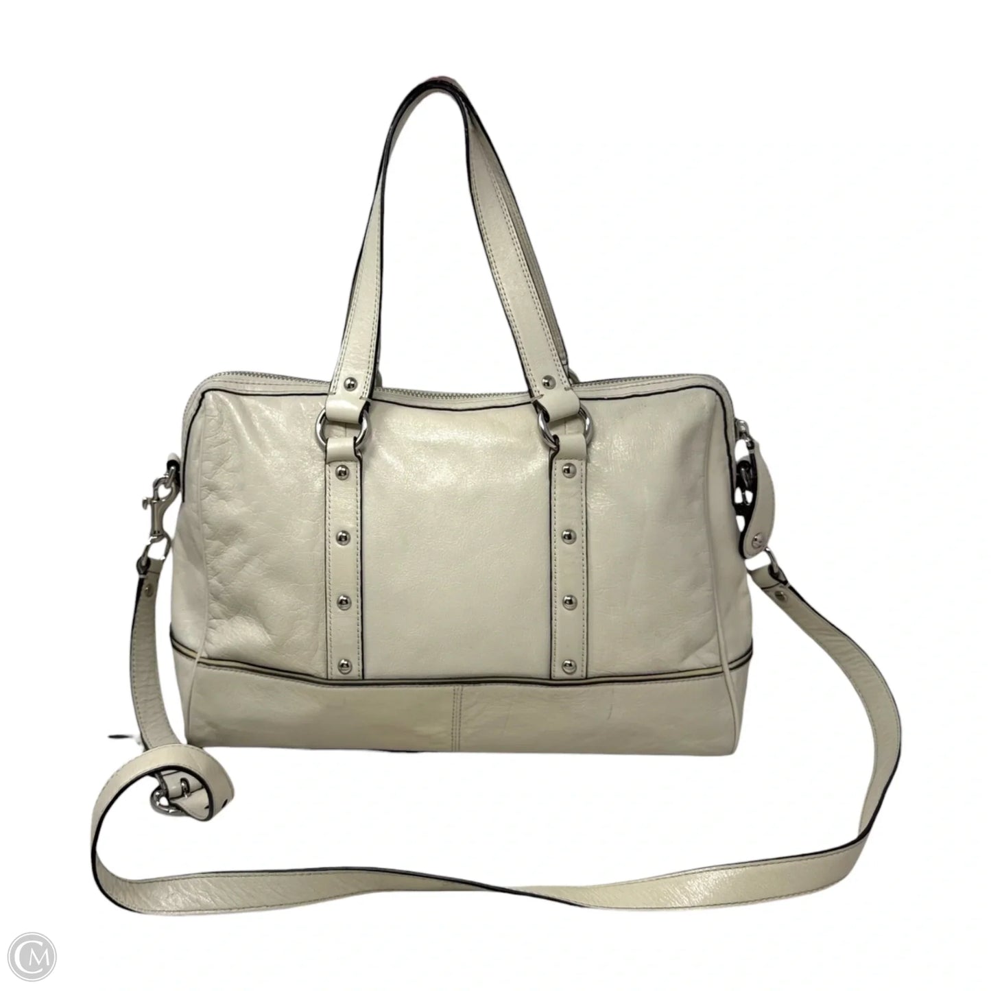 Studded Satchel Handbag Designer By Coach, Size: Medium