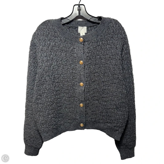 Sweater Cardigan By H&m In Grey, Size: L