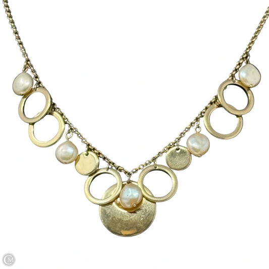 Gold Tone & Pearl Accent Statement Necklace