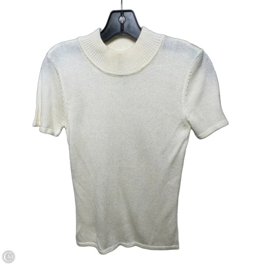 Sweater Short Sleeve By Tahari By Arthur Levine In Cream, Size: 0p