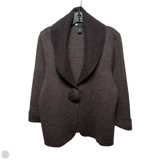 Wool Sweater Cardigan By Carole Little In Brown, Size: Xl