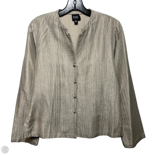 Silk Blend Jacket By Eileen Fisher In Taupe, Size: S