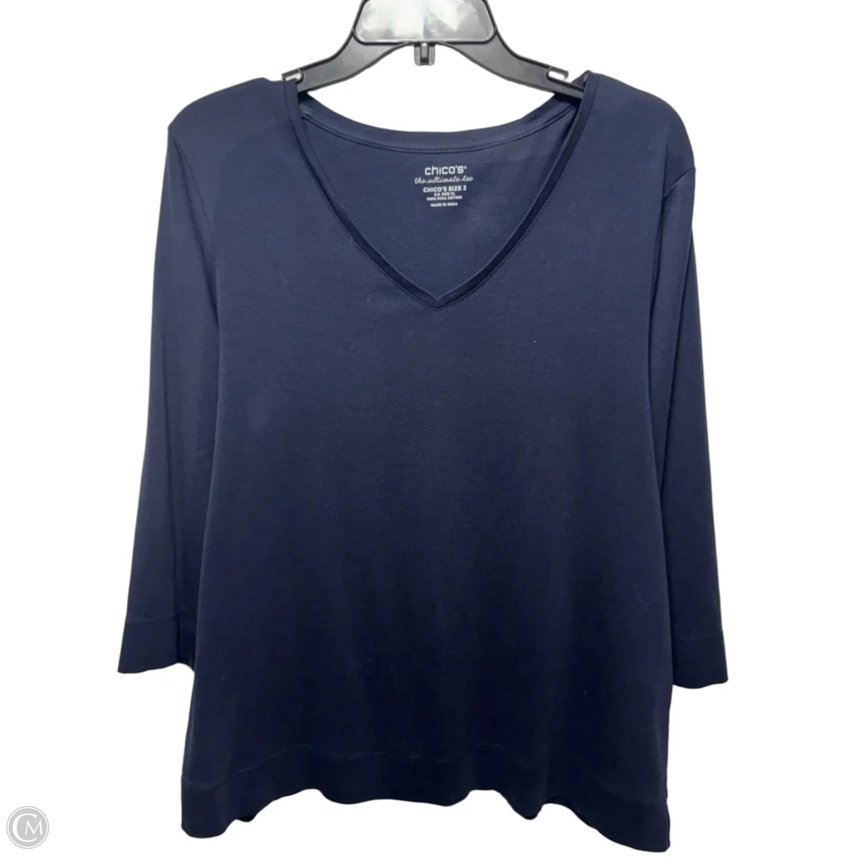 Top Long Sleeve Basic By Chicos In Navy, Size: Xl