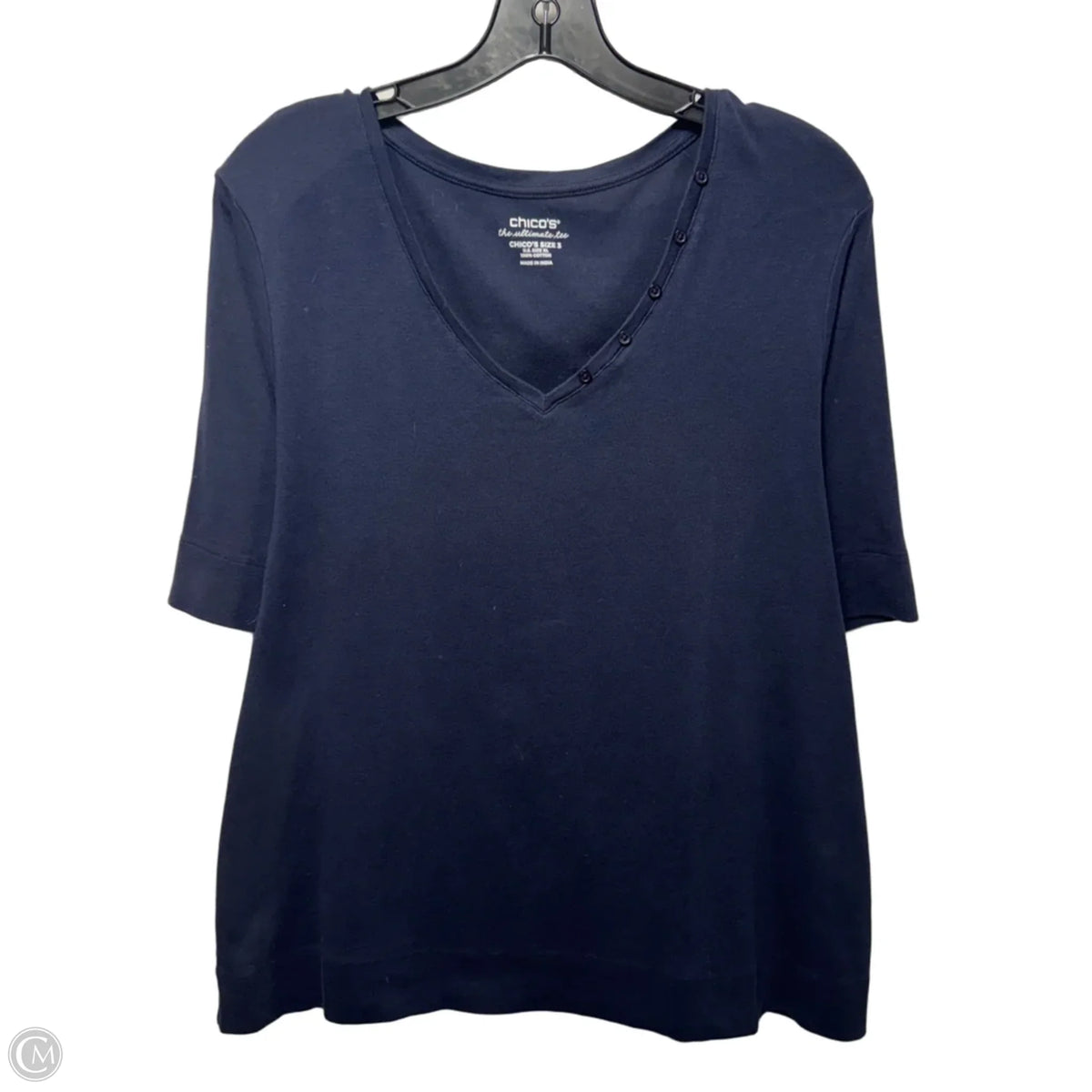 Top Short Sleeve Basic By Chicos In Navy, Size: Xl
