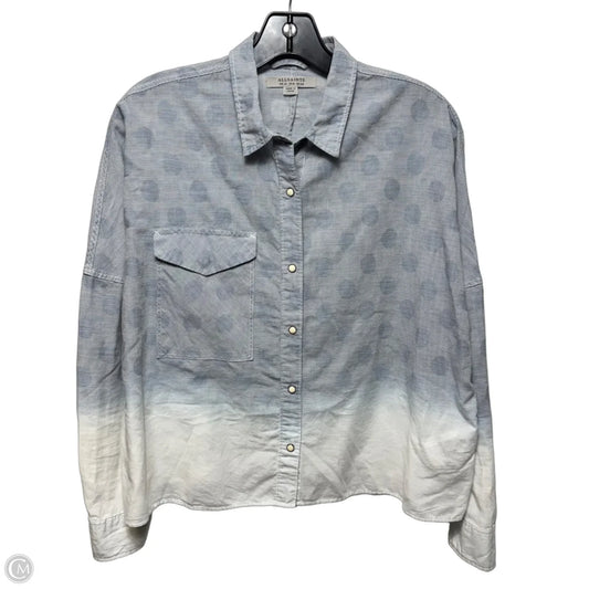 Bella Top Long Sleeve Designer By All Saints In Blue & White, Size: 8