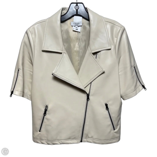 Faux Leather Short Sleeve Jacket Moto By J Society In Cream, Size: M