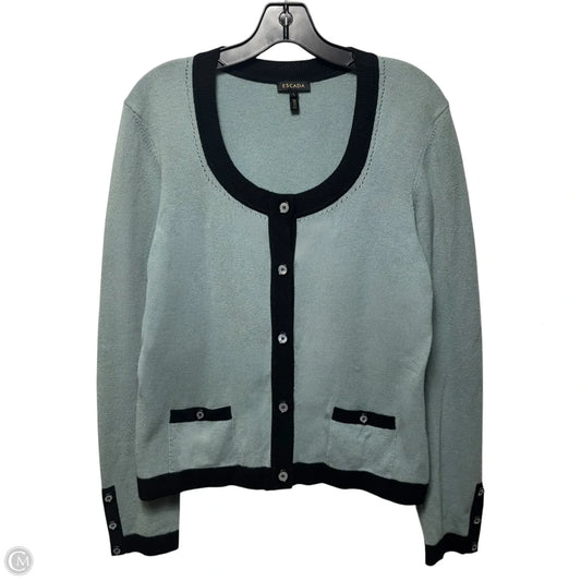 Cashmere Sweater Designer By Escada In Black & Blue, Size: L