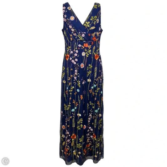 Floral Embroidered Mesh Dress By Leslie Fay In Floral Print, Size: 12