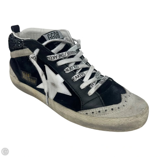 Mid Star Sneakers Shoes Luxury Designer By Golden Goose In Black & White, Size: 7 (37)