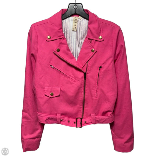 Linen Blend Jacket Moto By Dolan Left Coast In Pink, Size: M
