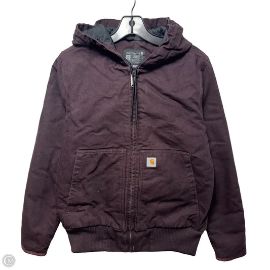 Insulated Canvas Jacket By Carhartt In Burgundy, Size: S